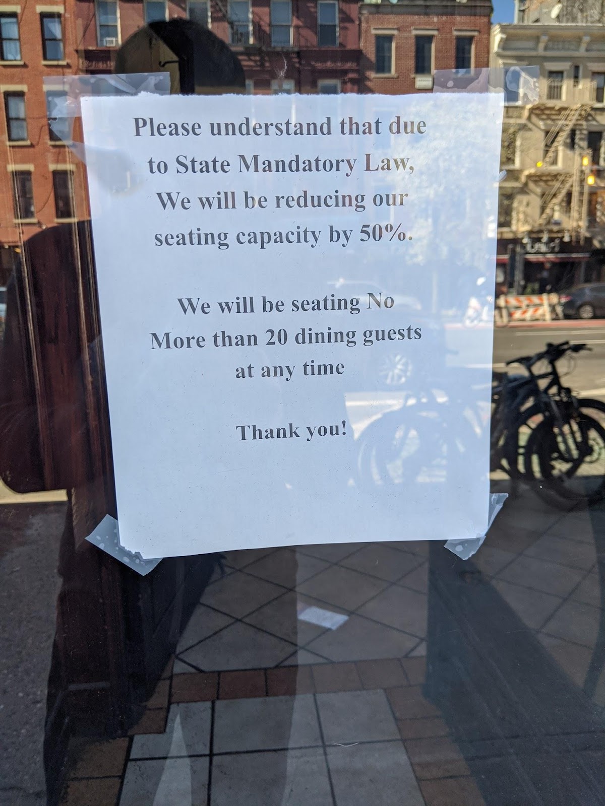 Empty restaurant, March 12