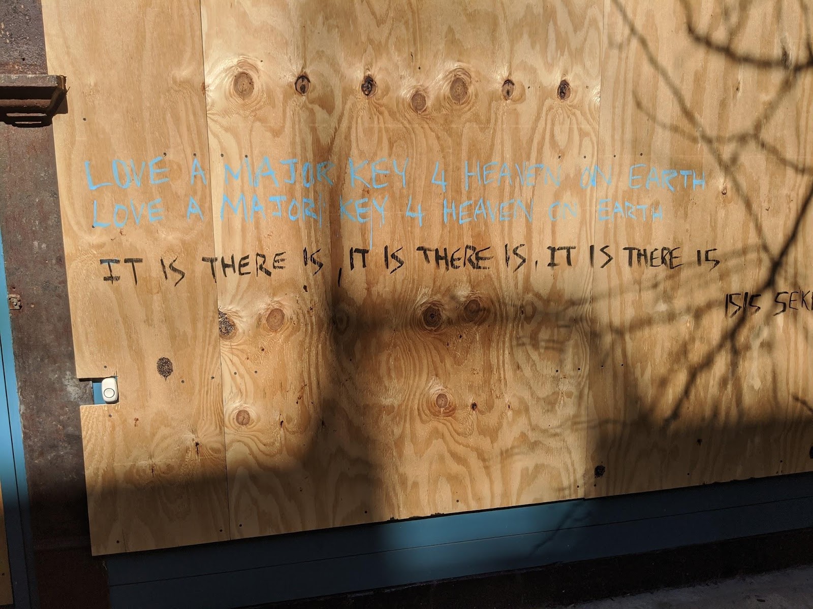 Boarded up storefronts