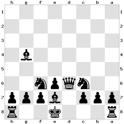 Diagram 8: Black's Qd6 Scandinavian setup if White fianchettoes kingside